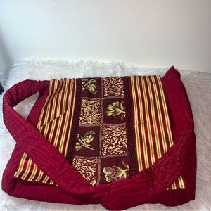 Handmade Shoulder Bag Womens Burgundy & Gold /Puffy Strap/Fold Over Book Bag